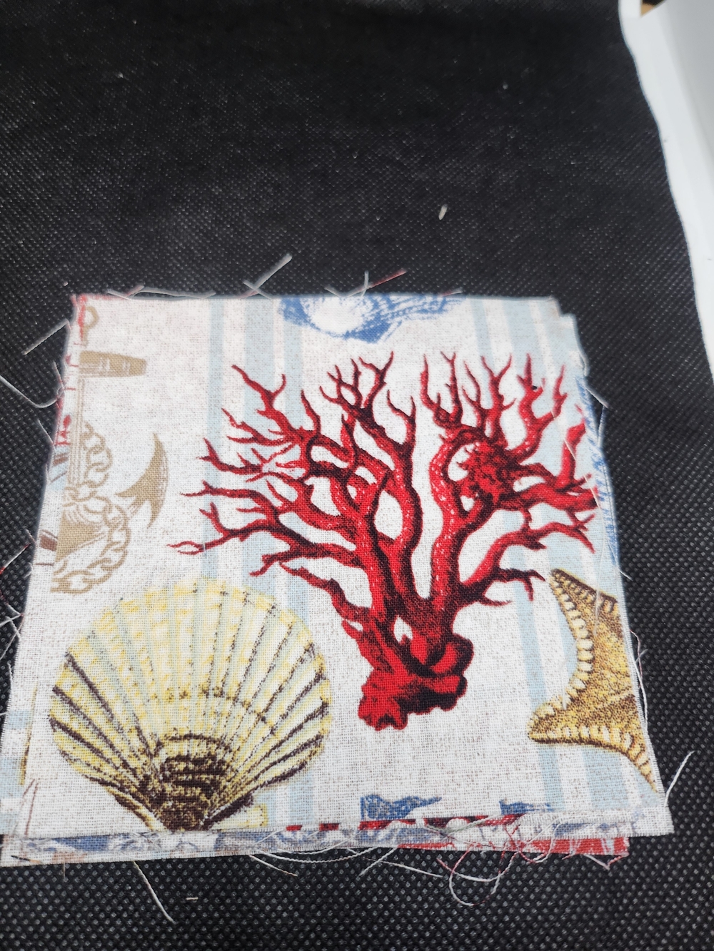 Red Coral Nautical Fabric Panel - Unbranded